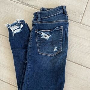 AMERICAN EAGLE JEANS - skinny jeans - distressed ripped jeans - size 00 - 0